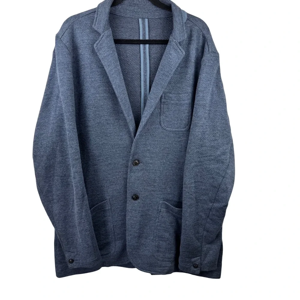 Faherty Knit Blazer Sweater Mens XL Blue Cotton Blend Casual Sport Coat Jacket